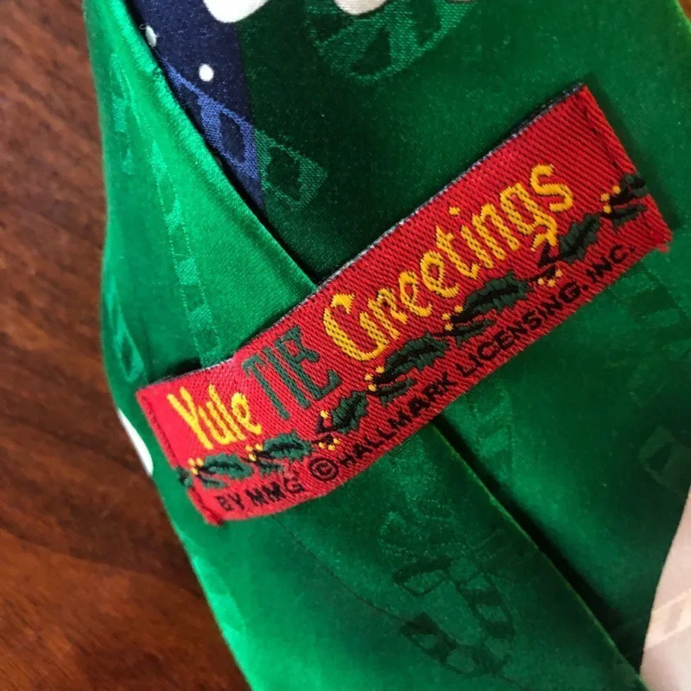 Hallmark Yule Tie Greetings‎ Silk Santa Golfing Tie with Reindeer